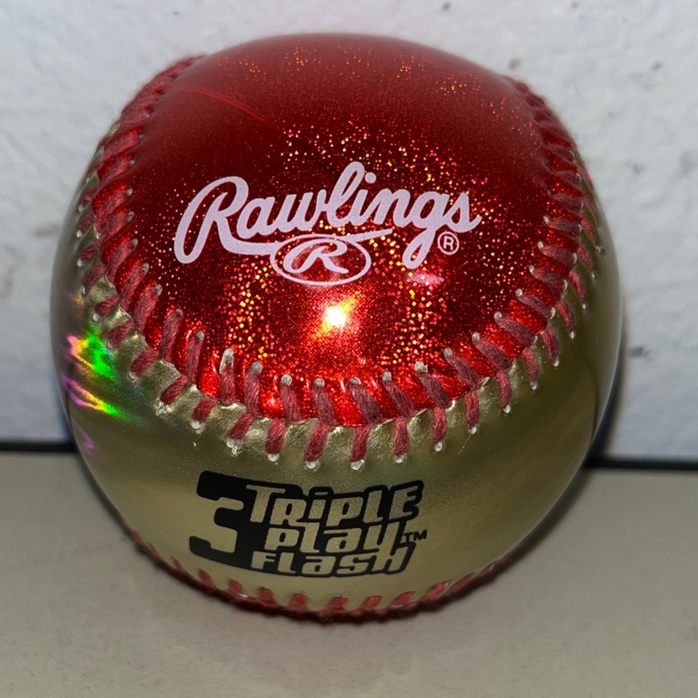 Rawlings MLB 3 Triple Play flash glitter red & gold Soft Baseball ⚾️ ball